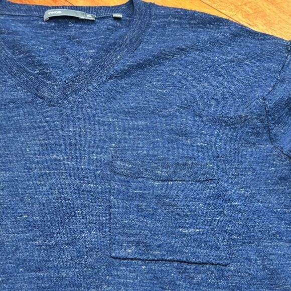 Mens Vince Long Sleeve V-Neck Wool Linen Heather Lightweight Sweater size XXL - Picture 3 of 8